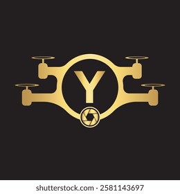 Initial Drone Logo Combine With Letter Y Vector Template