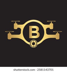 Initial Drone Logo Combine With Letter B Vector Template
