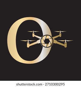 Initial Drone Logo combine with letter O vector template