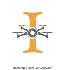 Logotipo inicial del abejón combinado con la letra I Plantilla del Vector