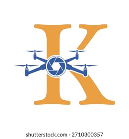Initial Drone Logo combine with letter K vector template