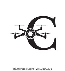 Initial Drone Logo combine with letter C vector template