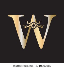 Logotipo inicial del abejón combinado con la letra W Plantilla de Vector