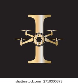 Logotipo inicial del abejón combinado con la letra I Plantilla del Vector