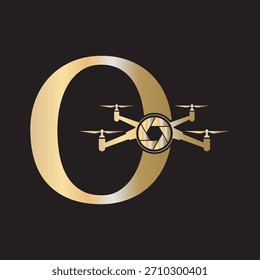 Initial Drone Logo combine with letter O vector template