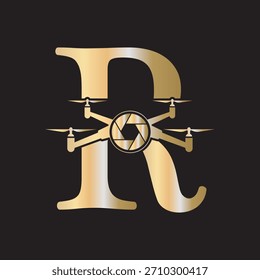 Logotipo inicial del abejón combinado con la letra R Plantilla de Vector