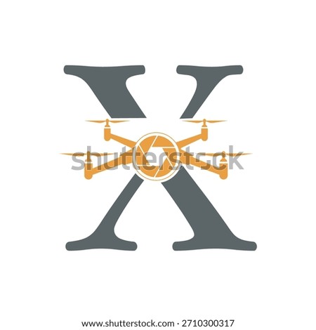 Initial Drone Logo combine with letter X vector template
