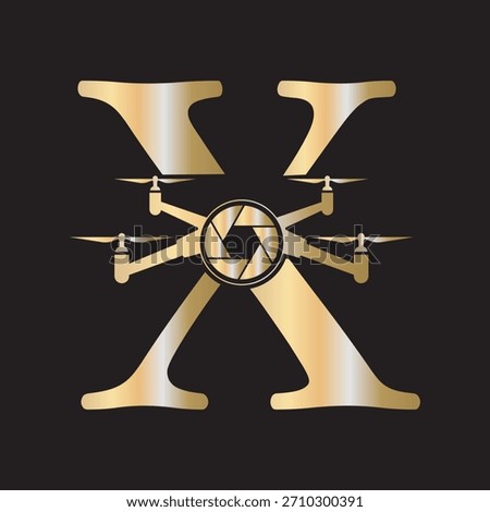 Initial Drone Logo combine with letter X vector template