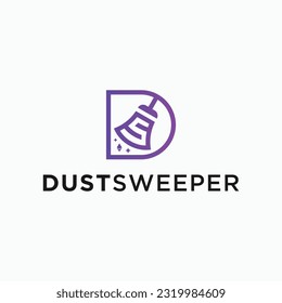 initial ds with cleaning broom logo design vector silhouette illustration