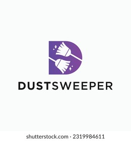 initial ds with cleaning broom logo design vector silhouette illustration