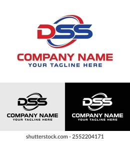 Initial DSS letter with swoosh modern vector logo design template