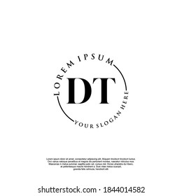 Initial DT beauty monogram and elegant logo design, handwriting logo of initial signature, wedding, fashion, floral and botanical with creative template.