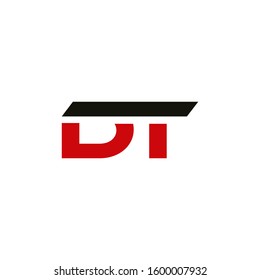 Initial DT icon design template elements for business company logo. Outstanding professional elegant trendy awesome artistic black and red color. Logotype idea vector isolated on white background.