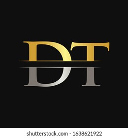 Initial DT Letter Logo With Creative Modern Calligraphy  Vector Template. Creative Abstract Letter DT Logo Design