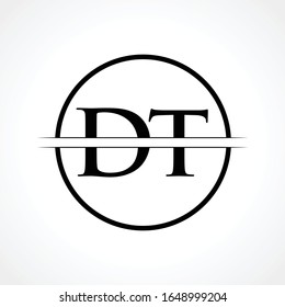 Vorlage für die Design-Vektorillustration des DT-Letter-Logos mit schwarzer Farbe. DT-Logo-Design