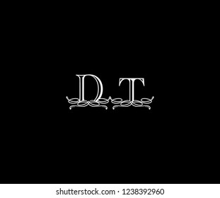 Initial DT Letter Monogram Linear Vintage Ornate Victorian Logotype