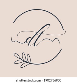 Initial DT logo Handwriting floral and botanical vector