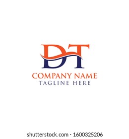 Initial DT Water Wave Letter Logo With Creative Modern Typography Vector Template. DT Logo Design