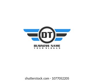 Initial DT wing logo template vector