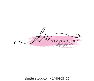 Initial DU beauty monogram and elegant logo design, handwriting logo of initial signature, wedding, fashion, floral and botanical with creative template.