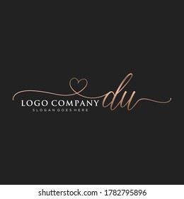 Initial DU beauty monogram and elegant logo design, handwriting logo of initial signature, wedding, fashion, floral and botanical with creative template.	
