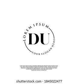 Initial DU beauty monogram and elegant logo design, handwriting logo of initial signature, wedding, fashion, floral and botanical with creative template.