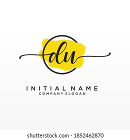 Initial DU beauty monogram and elegant logo design, handwriting logo of initial signature, wedding, fashion, floral and botanical with creative template.