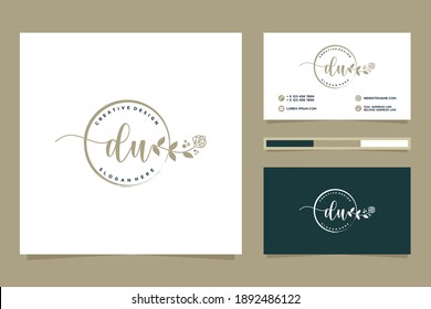 Initial DU Feminine logo collections and business card template.