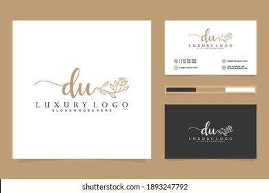 Initial DU Feminine logo collections and business card template.