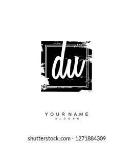 Initial DU handwriting logo vector
