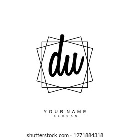 Initial DU handwriting logo vector