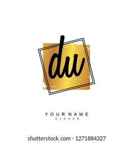 Initial DU handwriting logo vector