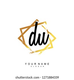 Initial DU handwriting logo vector