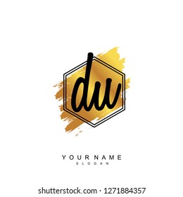 Initial DU handwriting logo vector