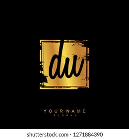 Initial DU handwriting logo vector