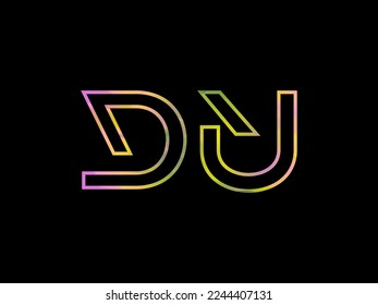 Logo De Letra DU Inicial Con Vector De Textura Arcoiris Colorido	