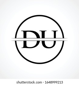 Initial DU Letter Logo Design Vector Template With Black Color. DU Logo Design