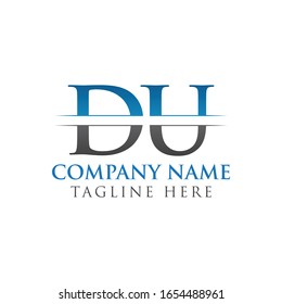 Initial DU Letter Logo Design Vector With Blue and Grey Color. DU Logo Design