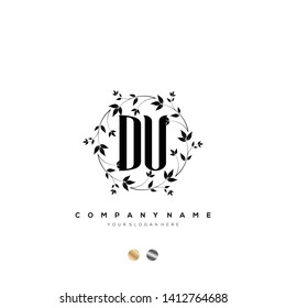 Initial DU letter luxury beauty flourishes ornament monogram logo - Vector