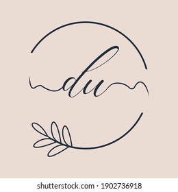 Initial DU logo Handwriting floral and botanical vector