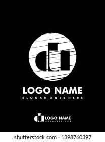 Initial DU negative space logo with circle template