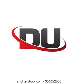 initial DU swoosh ring company logo red black