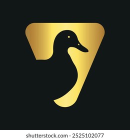  Initial Duck Logo combine with letter V vector template