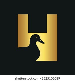  Initial Duck Logo combine with letter H vector template