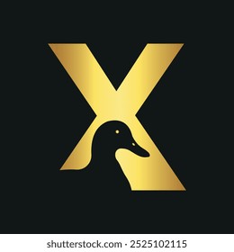  Initial Duck Logo combine with letter X vector template