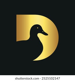  Initial Duck Logo combine with letter D vector template