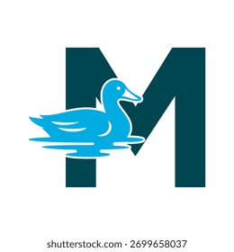 Initial Duck Logo combine with letter M vector template