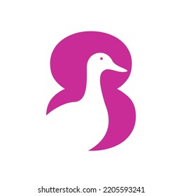 Logo De Pato Inicial En La Letra 8 Plantilla De Vector De Concepto De Espacio Negativo