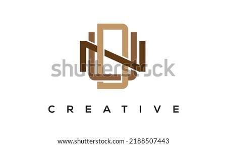 initial DUN, NUD letters monogram, three letters creative modern typographic logo, eye catching alphabet stylish logo vector