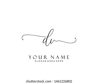 Initial DV beauty monogram and elegant logo design, handwriting logo of initial signature, wedding, fashion, floral and botanical with creative template.